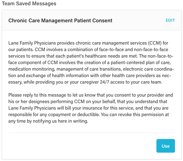 CCM consent saved message
