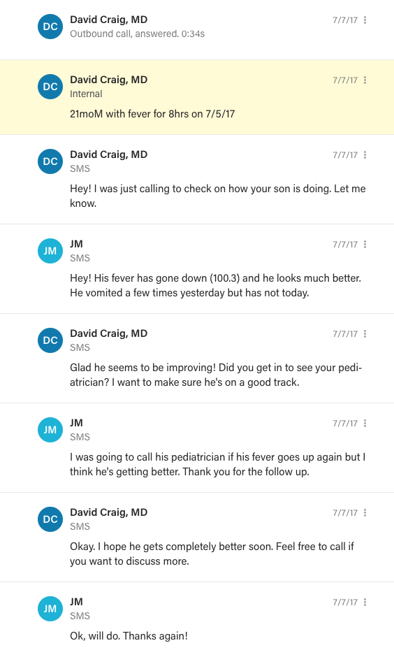 Spruce messaging conversation