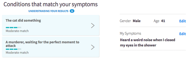 Symptom checker - shower noise