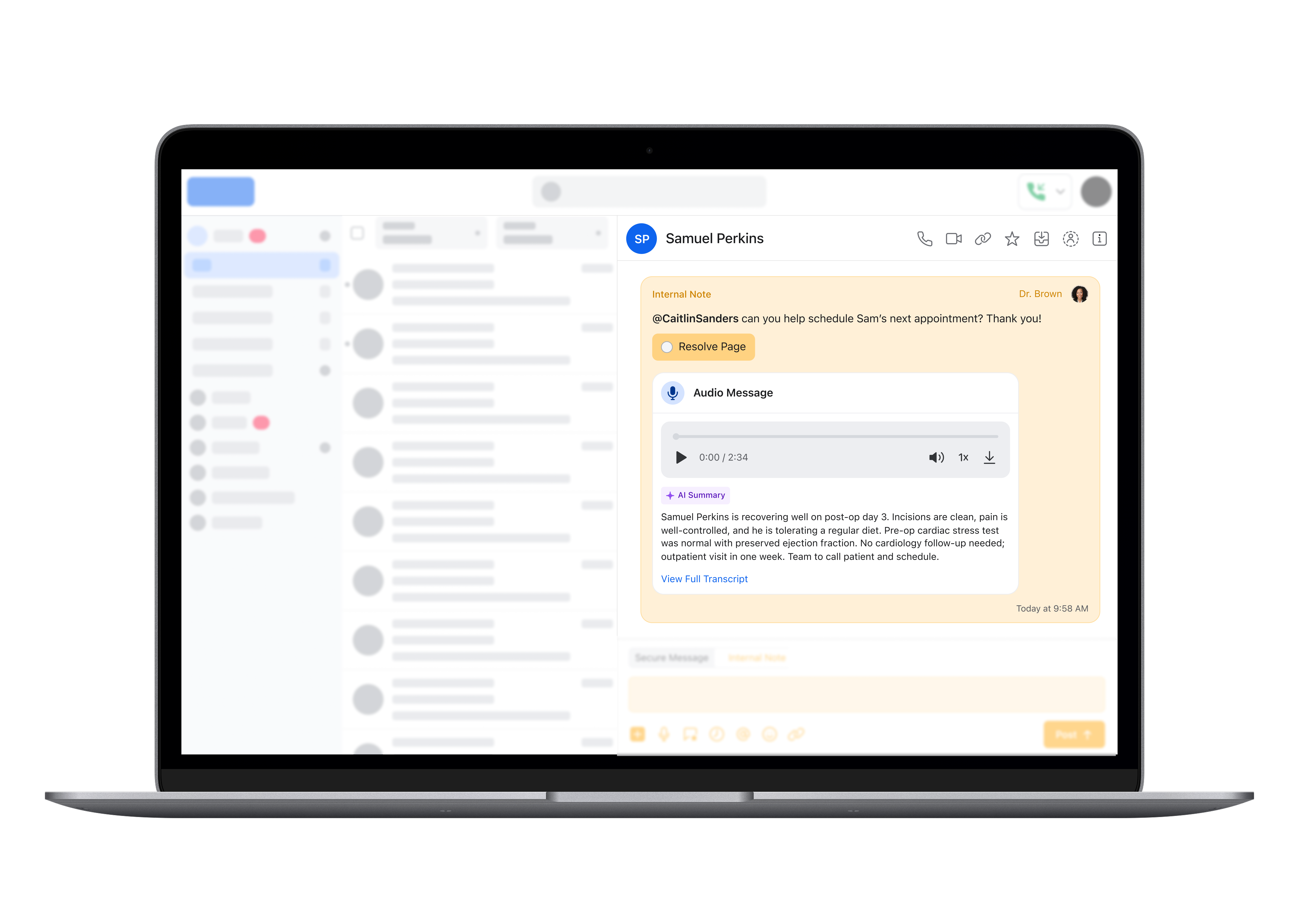 AI Internal Note Audio Recording