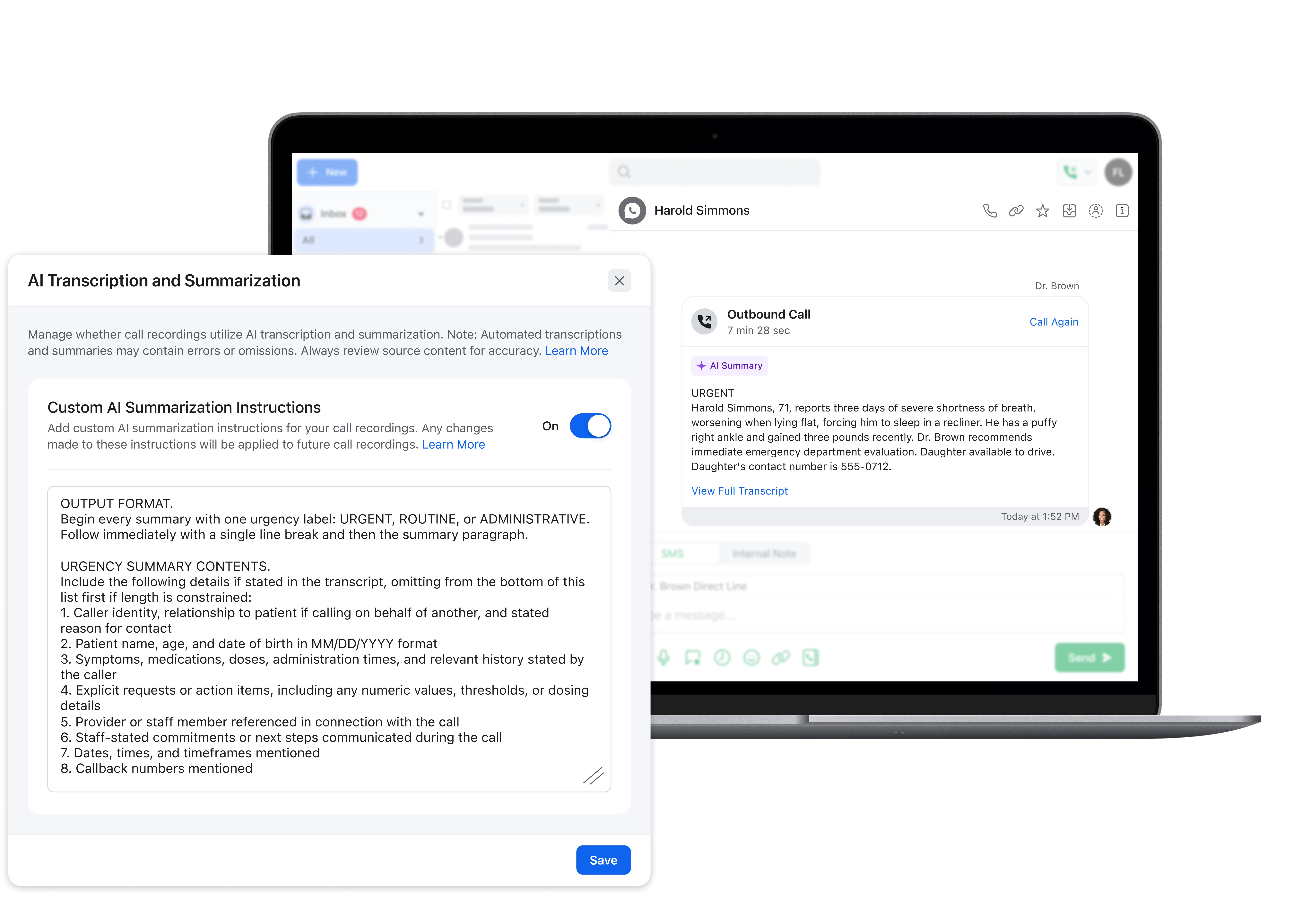 AI Summary Custom Instructions with Conversation View