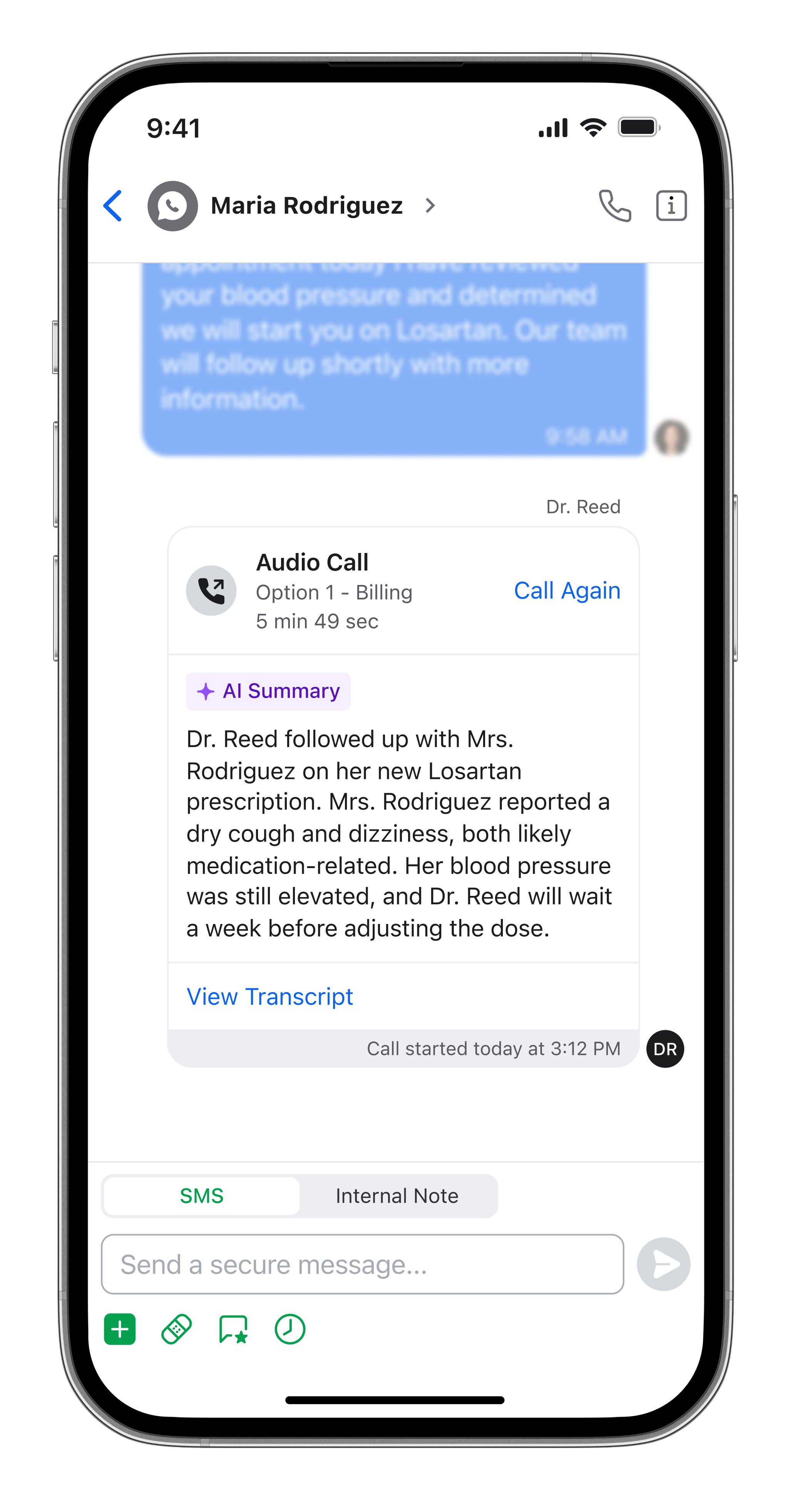 Mobile AI Summary Recorded Call
